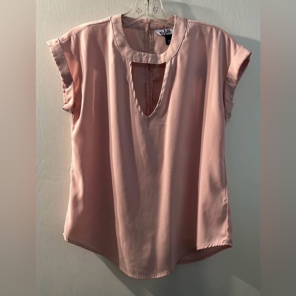 Women's Vylette Blush Pink Keyhole Cap-Sleeve Top Size XS